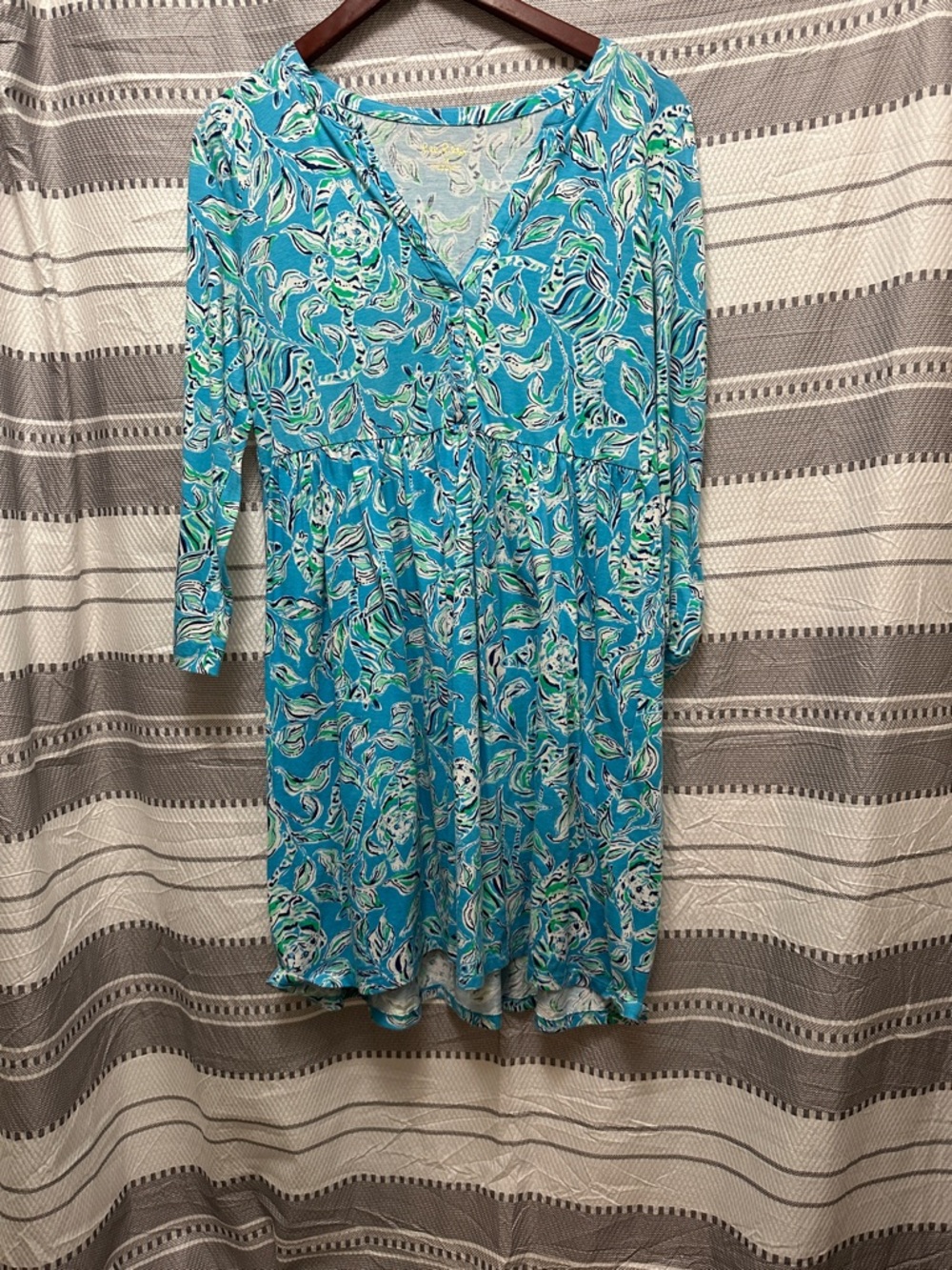 Lilly Pulitzer Turquoise Blue Floral Print Dress